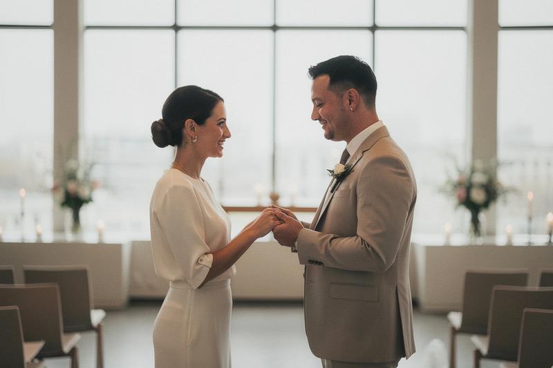 Vow renewal moment with elegant styling